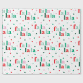 Red Green Pink Fa La La La Christmas Wrapping Pape ラッピングペーパー (フラット)