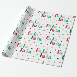 Red Green Pink Fa La La La Christmas Wrapping Pape ラッピングペーパー