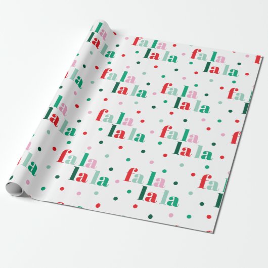 Red Green Pink Fa La La La Christmas Wrapping Pape ラッピングペーパー (アンロールド)