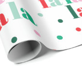 Red Green Pink Fa La La La Christmas Wrapping Pape ラッピングペーパー (ロールコーナー)
