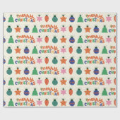 Red Green Pink Hand Drawn Festive Christmas Wrappi ラッピングペーパー (フラット)