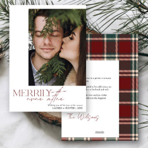 Red & Green Plaidが写真の後に楽しく結婚撮影 シーズンカード