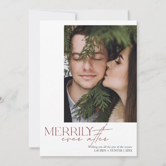 Red & Green Plaidが写真の後に楽しく結婚撮影 シーズンカード (正面)