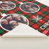 Red Green Plaid Buffalo Check Photo Christmas  シェルパブランケット (3/4)