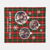 Red Green Plaid Buffalo Check Photo Christmas  フリースブランケット (正面(横))