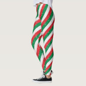 Red Green Plaid Christmas Leggings for Women レギンス (左)