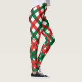 Red Green Plaid Christmas Leggings Women レギンス (右)