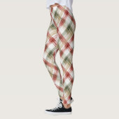 Red Green Plaid Christmas Stripes レギンス (左)