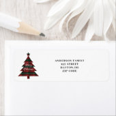 Red Green Plaid Christmas Tree Return Address  ラベル (インサイチュ)