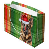 Red Green Plaid German Shepherd Dog Lover Holiday ラージペーパーバッグ (裏面アングル)