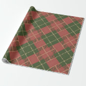 Red Green Plaid Pattern Wrapping Paper ラッピングペーパー (アンロールド)