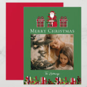 Red Green Plaid Santa Wrapped Gifts Holiday Card シーズンカード (正面/裏面)