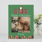 Red Green Plaid Santa Wrapped Gifts Holiday Card シーズンカード (スタンド正面)