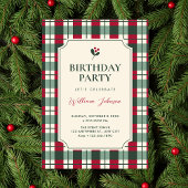 Red green plaid tartan pattern birthday 招待状
