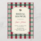 Red green plaid tartan pattern bridal shower 招待状 (正面)