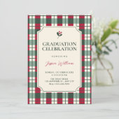 Red green plaid tartan pattern graduation 招待状 (スタンド正面)