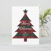 Red Green Plaid Tree Merry Christmas  シーズンカード (スタンド正面)