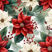 Red Green Poinsettia Runner Traditional Chic Style ミディアムテーブルランナー