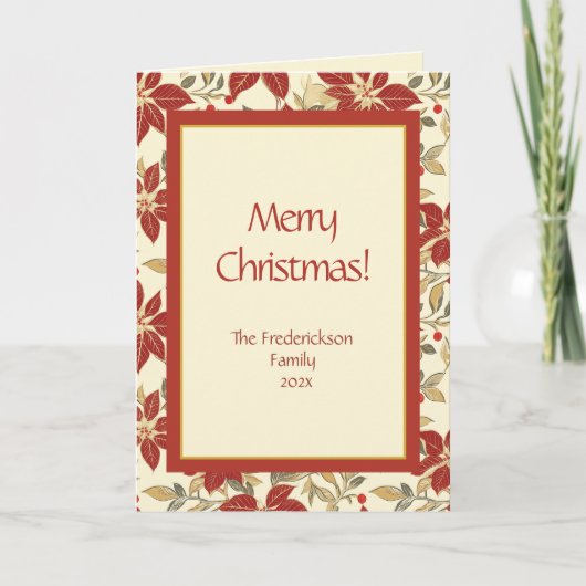 Red Green Poinsettias Christmas シーズンカード (正面)