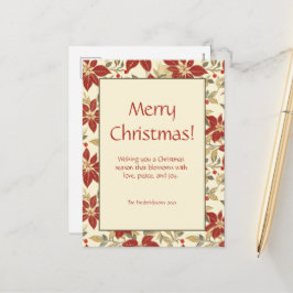 Red Green Poinsettias Christmas シーズンポストカード