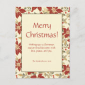 Red Green Poinsettias Christmas シーズンポストカード (正面)