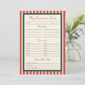 Red & Green Printable My Christmas List Card 招待状 (スタンド正面)