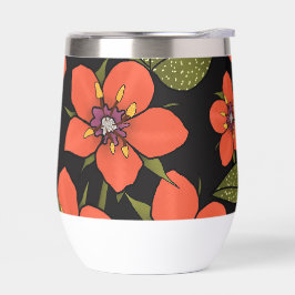 Red green purple Scarlet Pimpernel watercolor