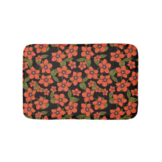 Red green purple Scarlet Pimpernel watercolor バスマット (正面)