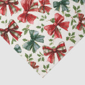 Red Green Retro Plaid Bows Christmas 薄葉紙 (詳細)