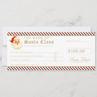 Red Green Santa Cheque Gift Voucher Card 招待状