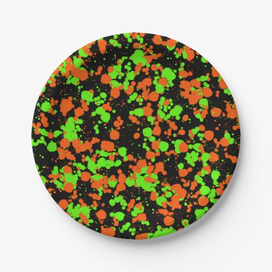 Red Green Santa Hat Splattered Paint ペーパープレート (正面)