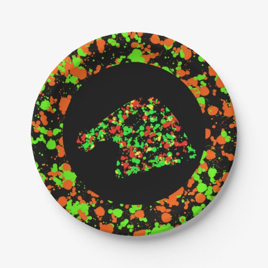 Red Green Santa Hat Splattered Paint ペーパープレート (正面)