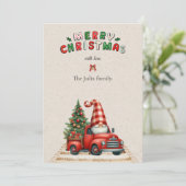 🎄Red & Green Santa Vintage Car Christmas シーズンカード (スタンド正面)