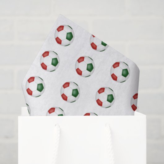 red green soccer balls pattern 薄葉紙 (ギフトバッグ)
