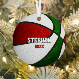 red green sports team colors gifts basketball メタルオーナメント