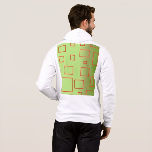 Red Green Square Men's Basic Hooded Sweatshirt パーカ (裏面フル)