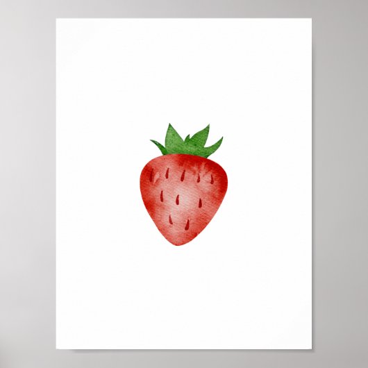 Red & Green Strawberry Summer Spring Fruit Poster ポスター (正面)