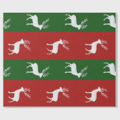 Red Green Stripes and White Reindeer Silhouette ラッピングペーパー (フラット)