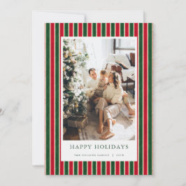 Red & Green Stripes Christmas Photo Holiday Card シーズンカード