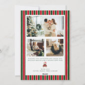 Red & Green Stripes Christmas Photo Holiday Card シーズンカード (裏面)
