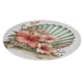 RED & GREEN SUMMER HIBISCUS FLOWERS カッティングボード (角)