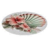 RED & GREEN SUMMER HIBISCUS FLOWERS カッティングボード (角)