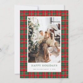 Red & Green Tartan Christmas Photo Holiday Card シーズンカード