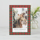 Red & Green Tartan Christmas Photo Holiday Card シーズンカード (スタンド正面)