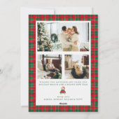 Red & Green Tartan Christmas Photo Holiday Card シーズンカード (裏面)
