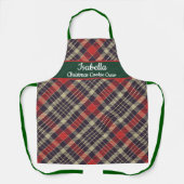 Red Green Tartan Plaid Personalized Christmas  エプロン (正面)