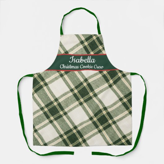 Red Green Tartan Plaid Personalized Christmas  Apr エプロン (正面)