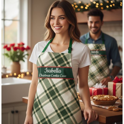 Red Green Tartan Plaid Personalized Christmas  Apr エプロン