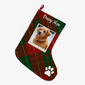Red & Green Tartan Plaid Personalized Pet ラージクリスマスストッキング (正面 (吊り時))