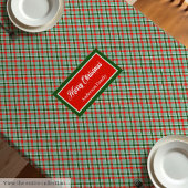 Red Green Tartan Tablecloth Chic Custom Name Style テーブルクロス